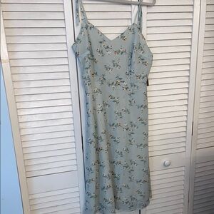 Allegra K Light Blue Floral Midi Dress